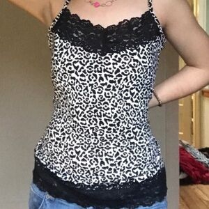 Black House White Market Signature Knits Lace Cami Printed Cheetah Print Animal